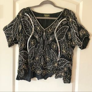 Vintage beaded and sequin silk blouse